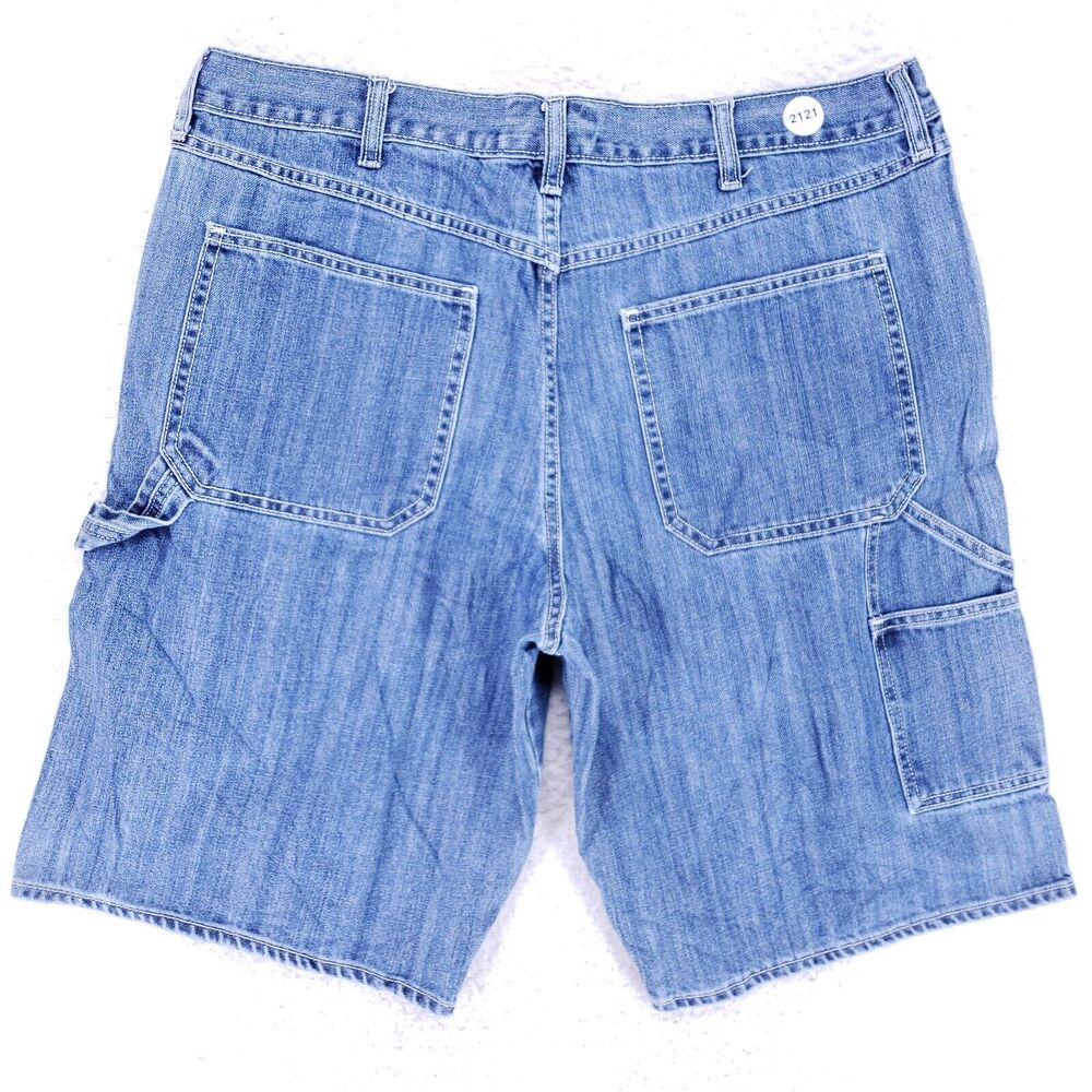 Old Navy Jean Shorts Denim Cotton Mens SZ 36 Blue Straight Stretch VTG Carpenter
